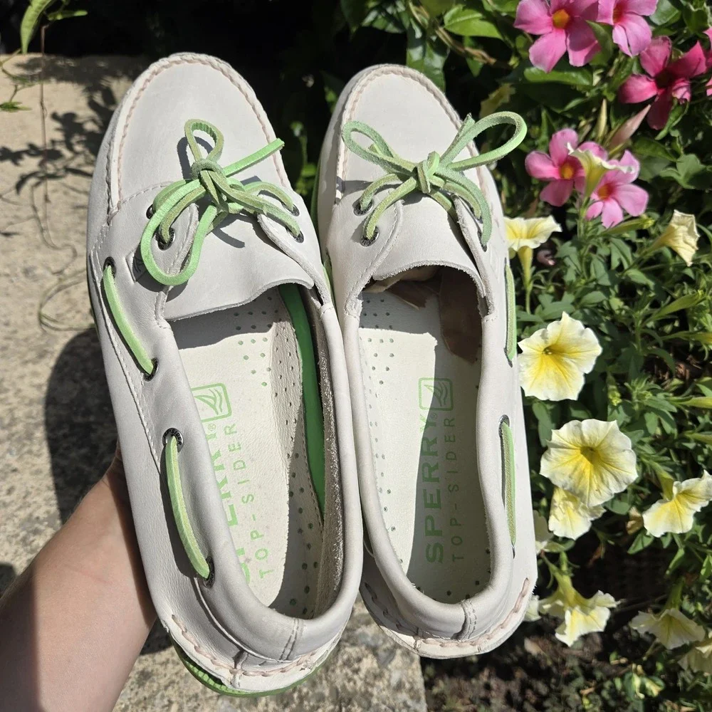 Sperry Top-Sider Boat Shoes Mens 11.5  Ivory/ Beige Green